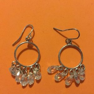 Silver colored dangle earrings